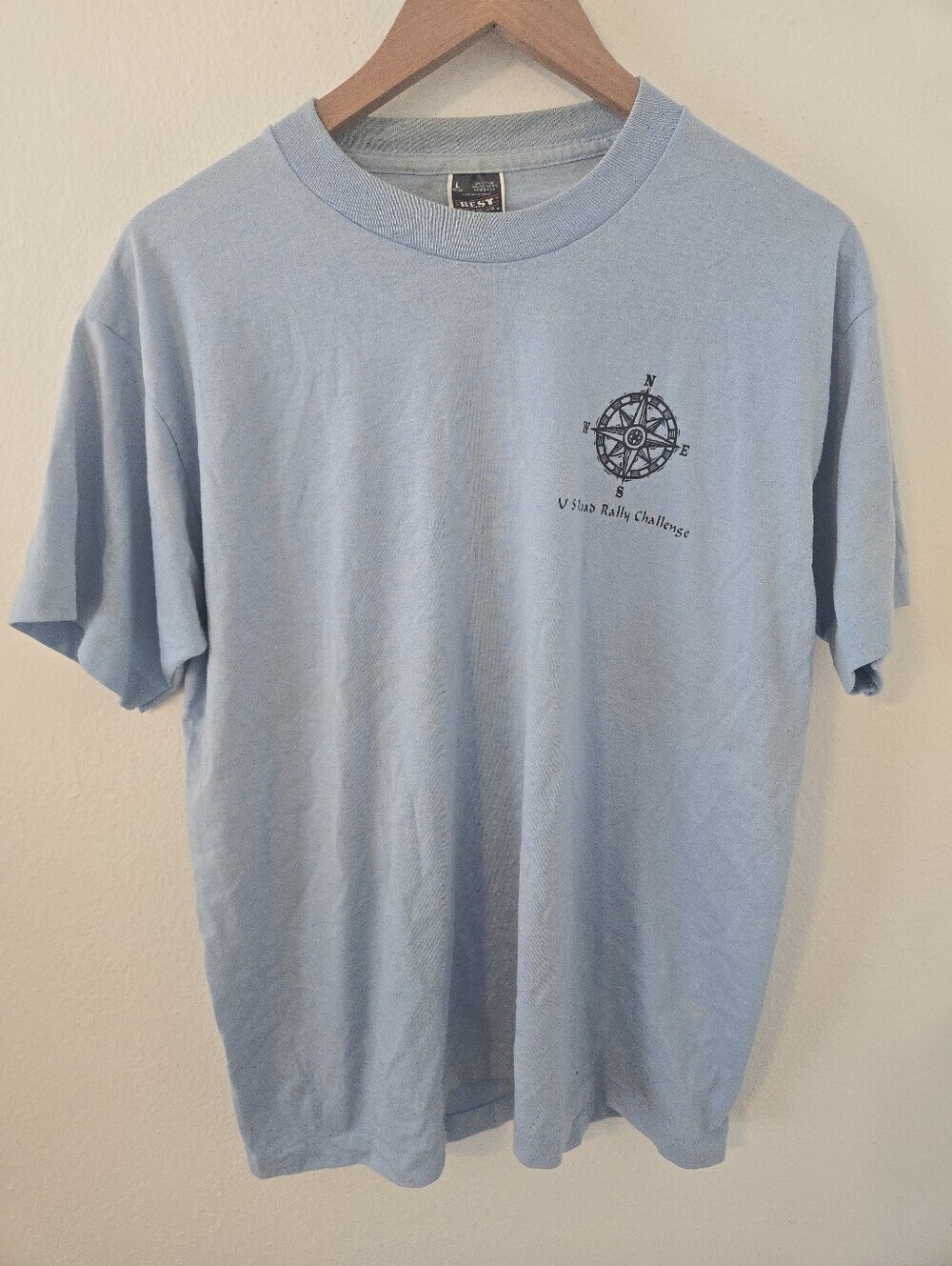 Vintage 90s New York Mens Large T Shirt United States Road Rally Challenge Finge - Picture 2 of 7
